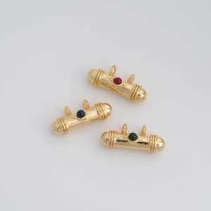 Gold Pill Pendant,18K Gold Filled CZ Capsule Charms,DIY Jewelry Findings Making