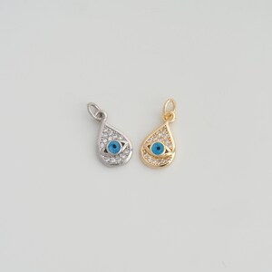 Gold CZ Water Drop Evil Eye Pendant,18K Gold Filled Tear Drop Devil Eye Charms,DIY Jewelry Findings Making