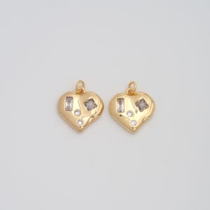 Gold Heart Pendant,18K Gold Filled CZ Love Charms,DIY Jewelry Findings Making