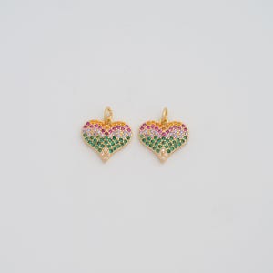 Gold Heart Pendant,18K Gold Filled CZ Love Charms,DIY Jewelry Findings Making