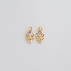 Gold Skull Pendant,18K Gold Filled CZ Skull Charms,DIY Jewelry Findings Making