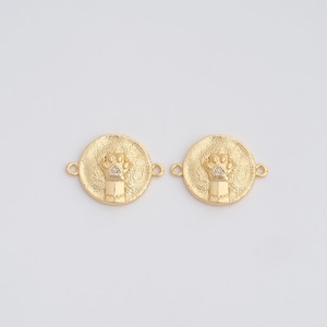 Gold CZ Paw Print Connectors,18K Gold Filled Animal Foot Connectors,DIY Jewelry Findings Making