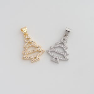 Gold CZ Christmas Tree Pendant,18K Gold Filled Christmas Charms,DIY Jewelry Findings Making