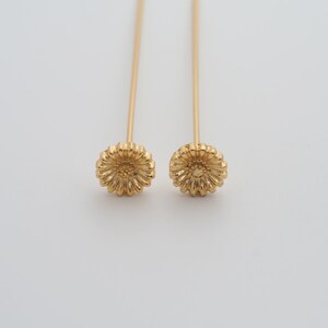 5 pcs Gold Flower Head Pins,18K Gold Filled Flower Head Pins,DIY Jewelry Findings Making
