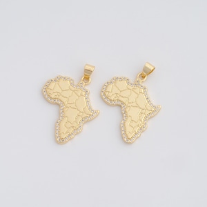 Gold CZ African Map Pendant,18K Gold Filled Map Charms,DIY Jewelry Findings Making