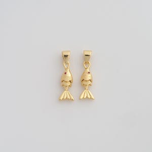 Gold CZ Movable 3D Articulated Fish Pendant,18K Gold Filled Fish Charms,DIY Jewelry Findings Making