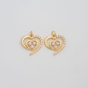 Gold Heart Pendant,18K Gold Filled CZ Love Charms,DIY Jewelry Findings Making
