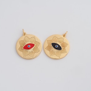 Gold Enamel Evil Eye Pendant,18K Gold Filled CZ Devil Eye Charms,DIY Jewelry Findings Making