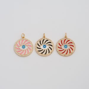 Gold Enamel Evil Eye Pendant,18K Gold Filled CZ Devil Eye Charms,DIY Jewelry Findings Making