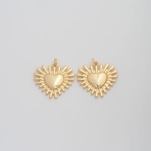 Gold Heart Pendant,18K Gold Filled Sunshine Love Charms,DIY Jewelry Findings Making