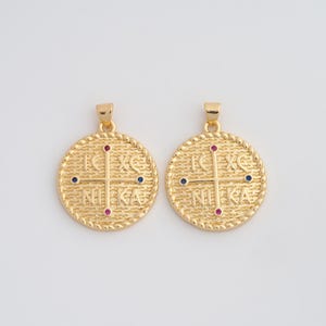 Gold CZ Byzantine Cross Pendant,18K Gold Filled Orthodox Cross Charms,DIY Jewelry Findings Making