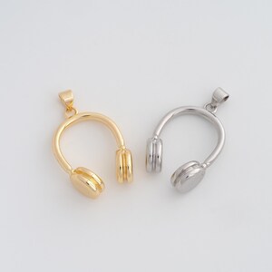 Gold Headphone Pendant,18K Gold Filled Headphone Charms,DIY Jewelry Findings Making