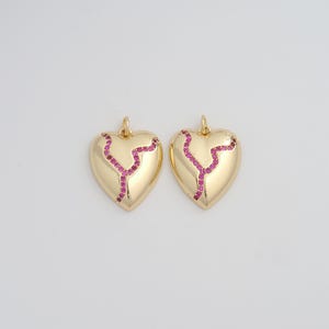 Gold Heart Pendant,18K Gold Filled CZ Love Charms,DIY Jewelry Findings Making