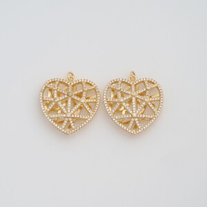 Gold Heart Pendant,18K Gold Filled CZ Love Charms,DIY Jewelry Findings Making