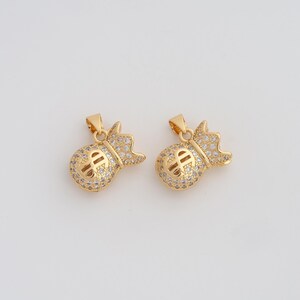 Gold CZ Money Bag Pendant,18K Gold Filled Money Bag Charms,DIY Jewelry Findings Making