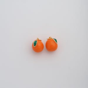 Gold Enamel Fruit Pendant,18K Gold Filled Orange Charms,DIY Jewelry Findings Making