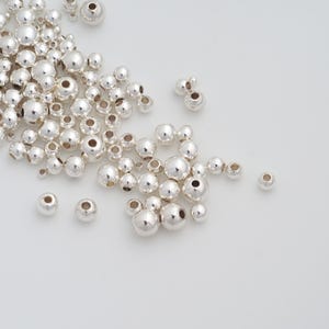 Sterling Silver Round Spacer Beads,925 Sterling Silver Ball Beads,DIY Jewelry Findings Making