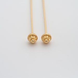 5 pcs Gold Flower Head Pins,18K Gold Filled Flower Head Pins,DIY Jewelry Findings Making