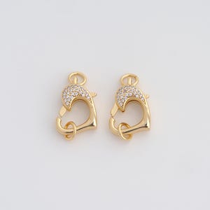 Gold Lobster Clasp,18K Gold Filled Spring Clasp,Dainty Heart Clasp,DIY Jewelry Findings Making