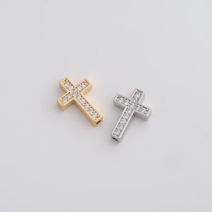 Gold Cross Spacer Beads,18K Gold Filled CZ Christian Beads,DIY Jewelry Findings Making