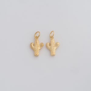 Gold Cactus Pendant,18K Gold Filled Desert Charms,DIY Jewelry Findings Making