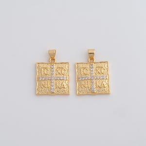 Gold CZ Byzantine Cross Pendant,18K Gold Filled Orthodox Cross Charms,DIY Jewelry Findings Making