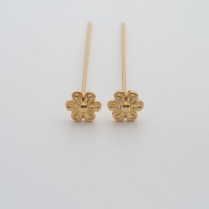 5 pcs Gold Flower Head Pins,18K Gold Filled Flower Head Pins,DIY Jewelry Findings Making