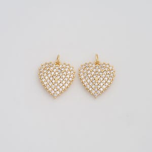 Gold Heart Pendant,18K Gold Filled CZ Love Charms,DIY Jewelry Findings Making