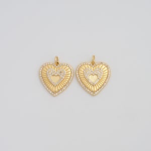 Gold Heart Pendant,18K Gold Filled CZ Love Charms,DIY Jewelry Findings Making