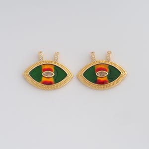 Gold Enamel Evil Eye Pendant,18K Gold Filled CZ Devil Eye Charms,DIY Jewelry Findings Making