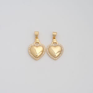 Gold Heart Pendant,18K Gold Filled CZ Love Charms,DIY Jewelry Findings Making