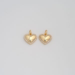 Gold Heart Pendant,18K Gold Filled CZ Love Charms,DIY Jewelry Findings Making