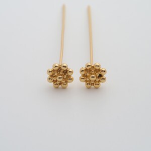 5 pcs Gold Flower Head Pins,18K Gold Filled Flower Head Pins,DIY Jewelry Findings Making