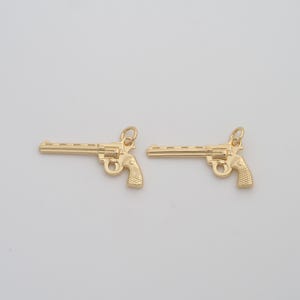 Gold Weapons Pendant,18K Gold Filled Revolver Charms,DIY Jewelry Findings Making