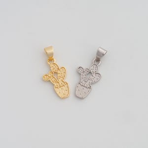 Gold Cactus Pendant,18K Gold Filled Desert Charms,DIY Jewelry Findings Making