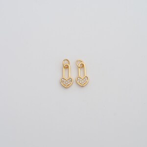Gold Heart Pendant,18K Gold Filled CZ Love Lock Charms,DIY Jewelry Findings Making
