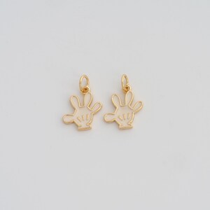 Gold Enamel Glove Pendant,18K Gold Filled Glove Charms,DIY Jewelry Findings Making
