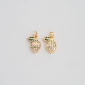 Gold CZ Mango Pendant,18K Gold Filled Fruit Charms,DIY Jewelry Findings Making