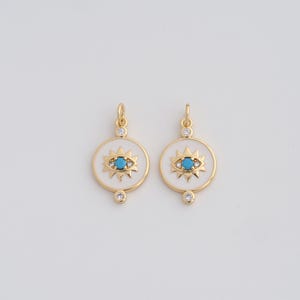 Gold Enamel Evil Eye Pendant,18K Gold Filled CZ Devil Eye Charms,DIY Jewelry Findings Making