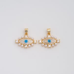 Gold Enamel Evil Eye Pendant,18K Gold Filled CZ Devil Eye Charms,DIY Jewelry Findings Making