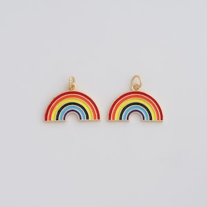 Gold Rainbow Pendant,18K Gold Filled Enamel Rainbow Charms,DIY Jewelry Findings Making