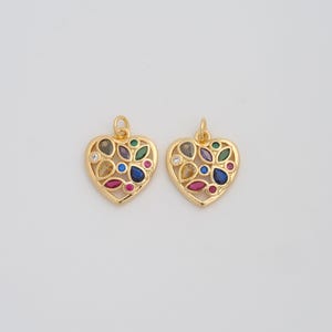 Gold Heart Pendant,18K Gold Filled CZ Love Charms,DIY Jewelry Findings Making