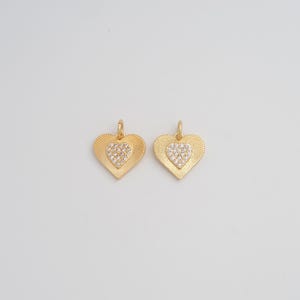 Gold Heart Pendant,18K Gold Filled CZ Love Charms,DIY Jewelry Findings Making
