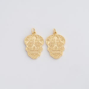Gold Skull Pendant,18K Gold Filled Skull Charms,DIY Jewelry Findings Making