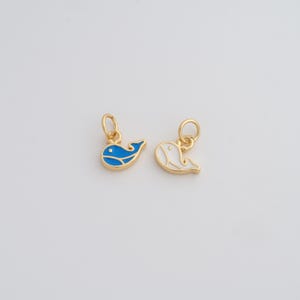 Colgante de ballena dorada, dijes de vida marina con esmalte relleno de oro de 18 quilates, fabricación de joyas DIY