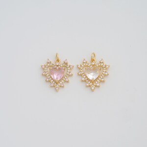 Gold Heart Pendant,18K Gold Filled CZ Love Charms,DIY Jewelry Findings Making
