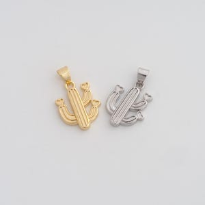 Gold Cactus Pendant,18K Gold Filled Desert Charms,DIY Jewelry Findings Making