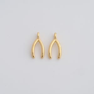 Gold Wishbone Pendant,18K Gold Filled Wishbone Charms,DIY Jewelry Findings Making