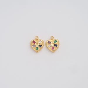 Gold Heart Pendant,18K Gold Filled CZ Love Charms,DIY Jewelry Findings Making