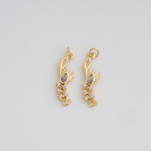 Gold CZ Lobster Pendant,18K Gold Filled Marine Life Charms,DIY Jewelry Findings Making